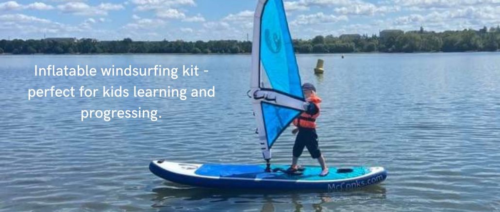 Inflatable windsurfing kit - perfect for kids learning and progressing.